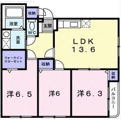 ジェルメ吉川町(3LDK/1階)の間取り写真