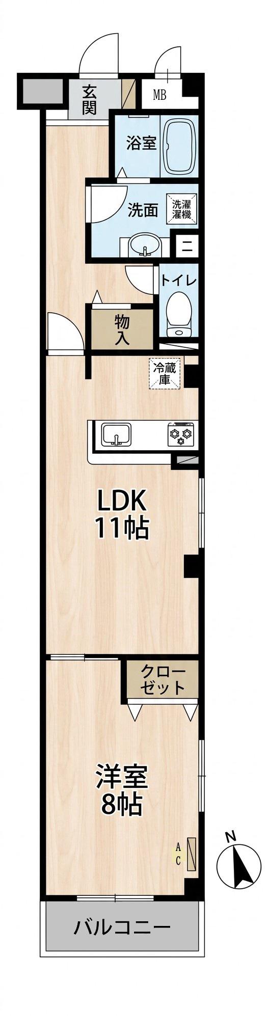 ルミエール都島(1LDK/2階)の間取り写真