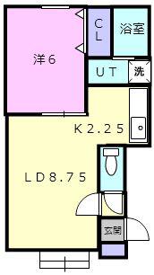 アンジュノーヴァ(1LDK/1階)の間取り写真