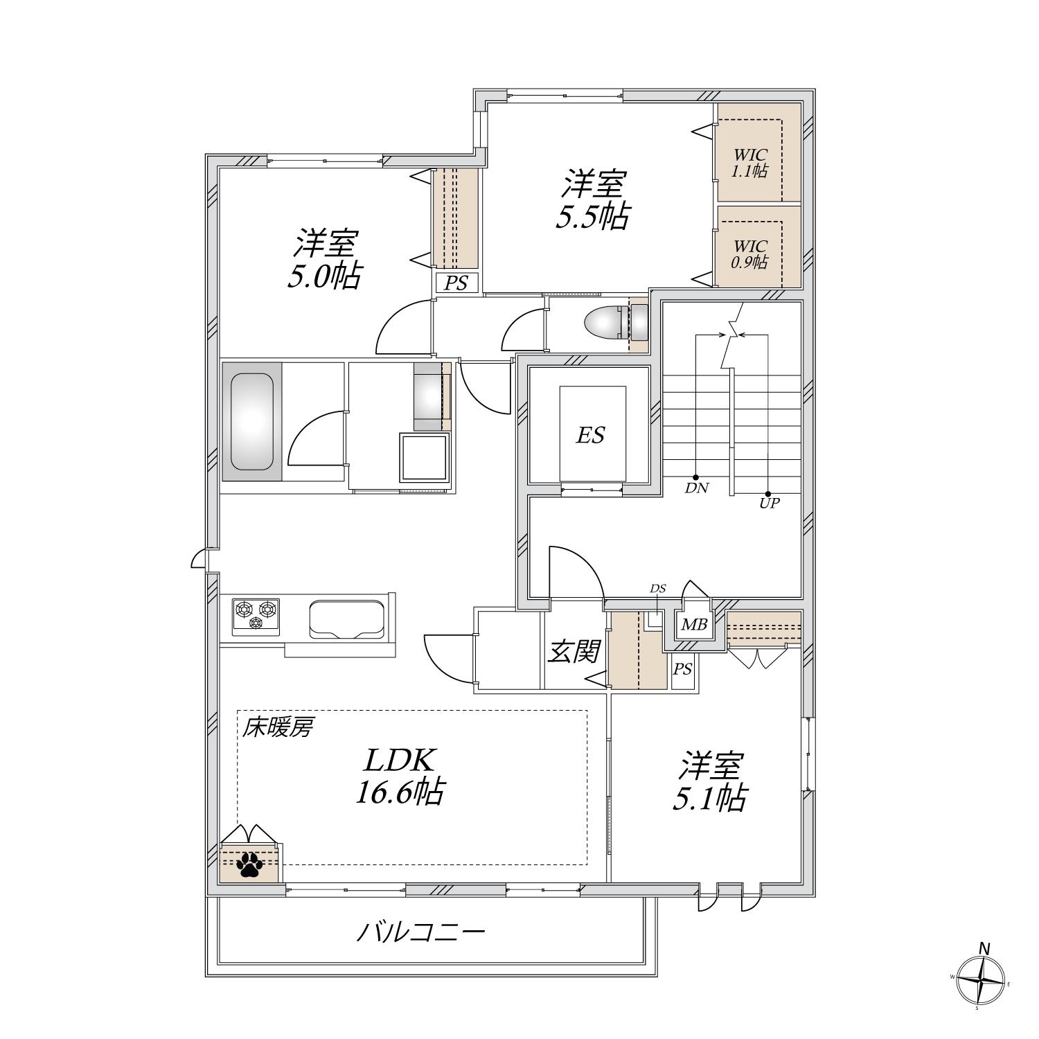 パークメゾン菊川(3LDK/3階)の間取り写真