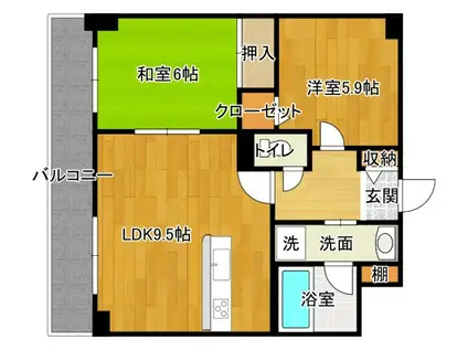 メゾンコトブキ清水(2LDK/5階)の間取り写真