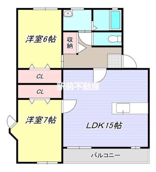 グリーンコーポ浪打 壱番館(2LDK/1階)の間取り写真
