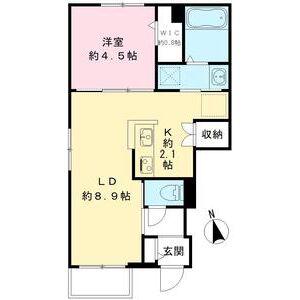 YOUR MAISON茜部中島(1LDK/1階)の間取り写真