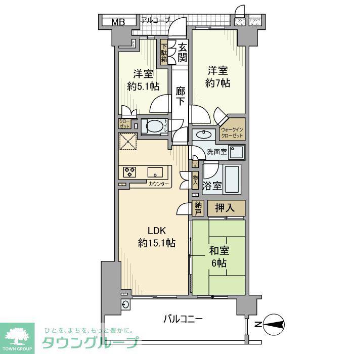プラウドシティ府中(3LDK/4階)の間取り写真