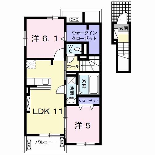 クレールI(2LDK/2階)の間取り写真