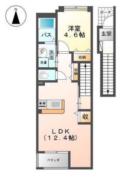 ウイングヒルズ(1LDK/2階)の間取り写真