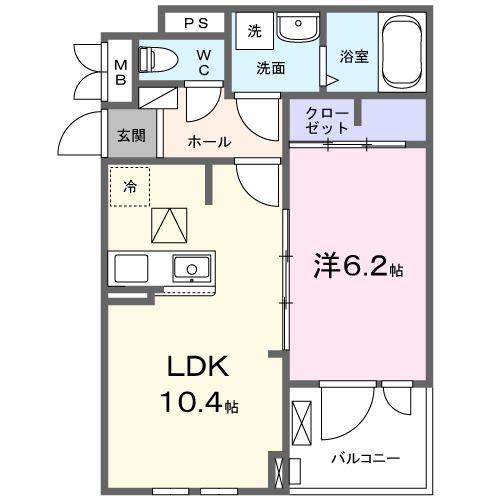 ヒカルサ新潟関屋(1LDK/1階)の間取り写真