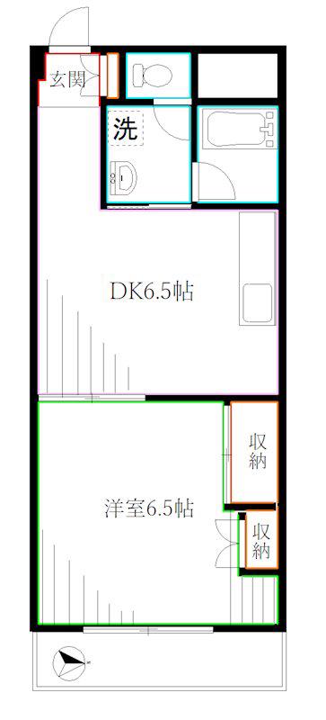 中町グリーンハイム(1DK/2階)の間取り写真