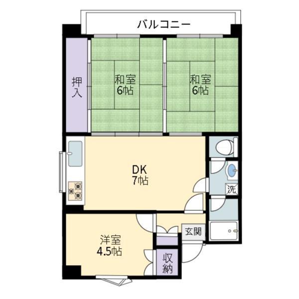ラフェスタ嫁島(3DK/4階)の間取り写真