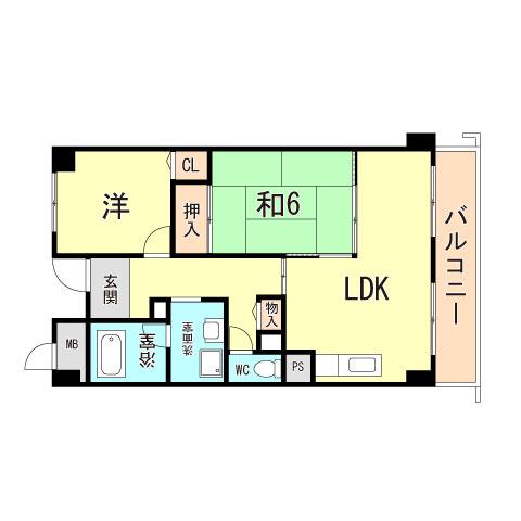 エスポワール(3LK/2階)の間取り写真