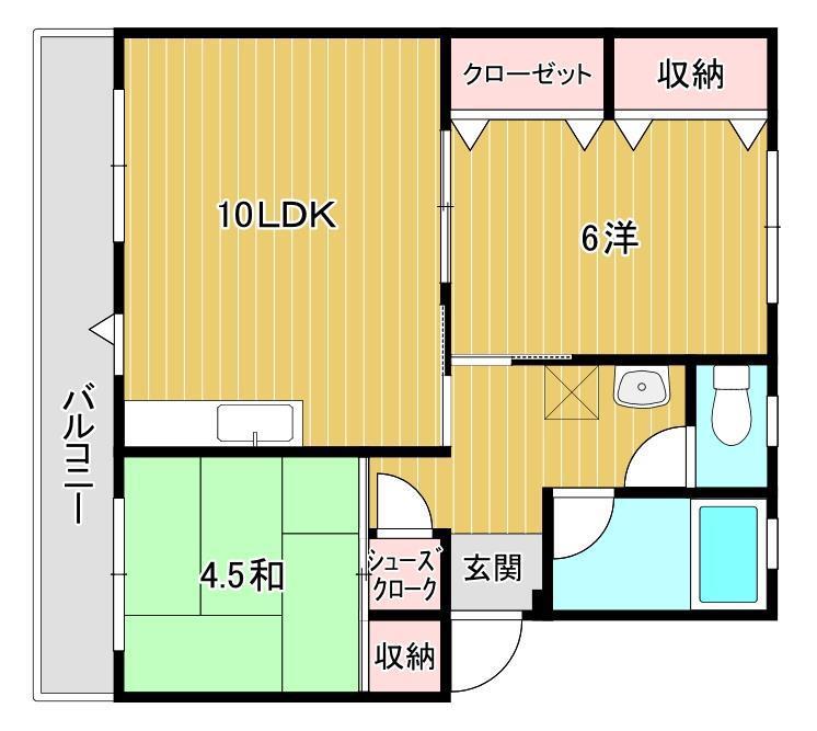 メゾンドロワール(2LDK/1階)の間取り写真