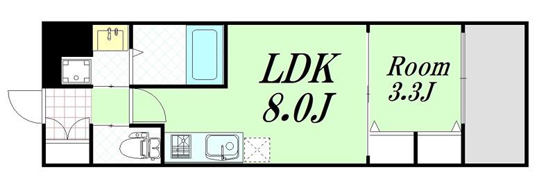 スプランディッド中之島DUE(1LDK/2階)の間取り写真