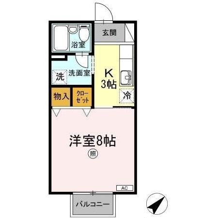 セジュール21 A(1K/1階)の間取り写真