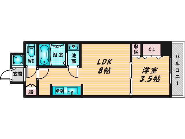 リアライズ南巽(1LDK/5階)の間取り写真