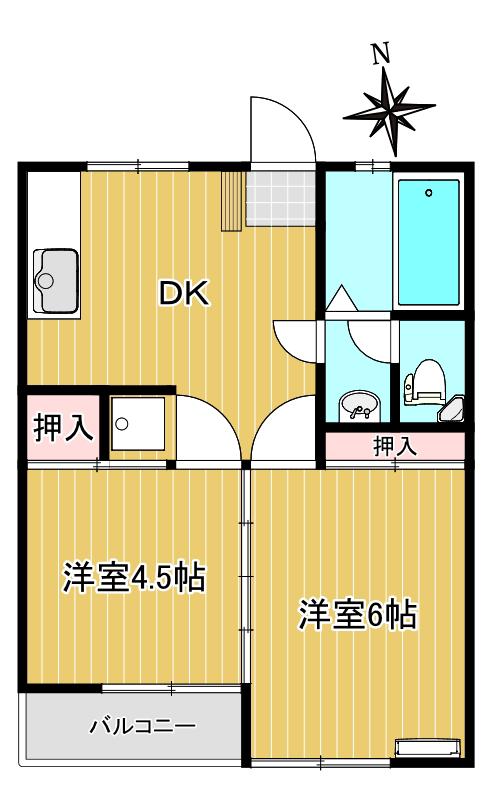 コーポ和(2DK/2階)の間取り写真