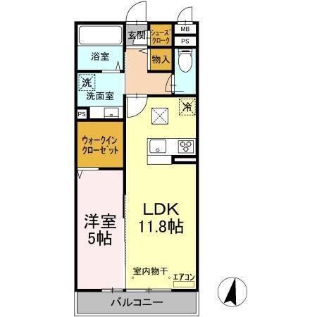 サンボナール(1LDK/1階)の間取り写真