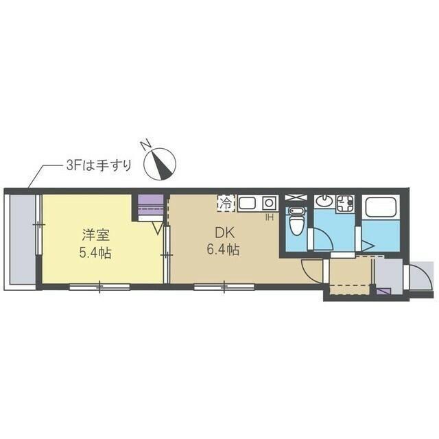 ベルメゾン横浜小机(1DK/3階)の間取り写真