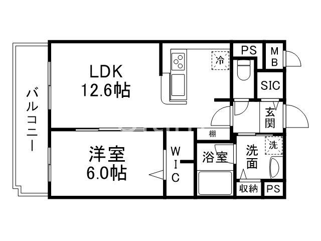 KCCフラット西京極(1LDK/1階)の間取り写真