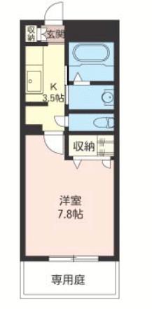 グランドソレーユ壱番館(1K/2階)の間取り写真