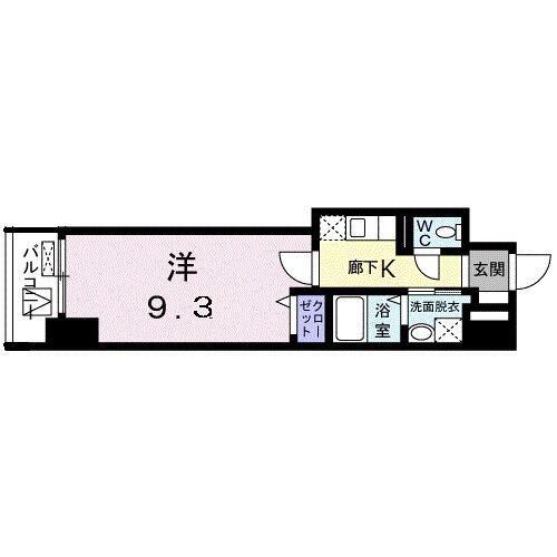 ウエストサイド中山道(1K/11階)の間取り写真