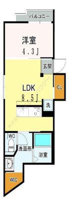 オクノオク(1LDK/4階)の間取り写真