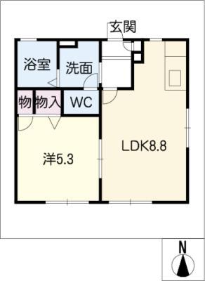 ウイステリア(1LDK/2階)の間取り写真