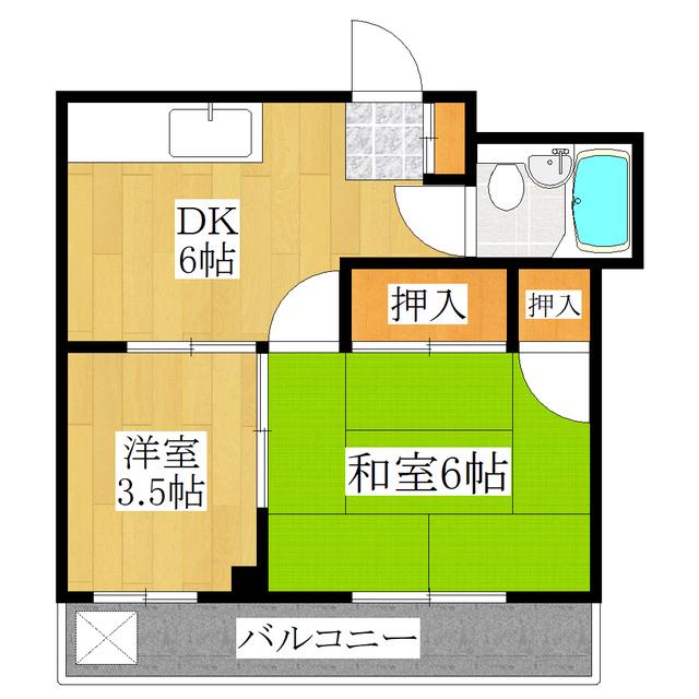 メゾン高木(2DK/2階)の間取り写真