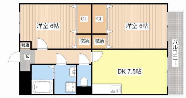 イーシスコート-K(2DK/2階)の間取り写真