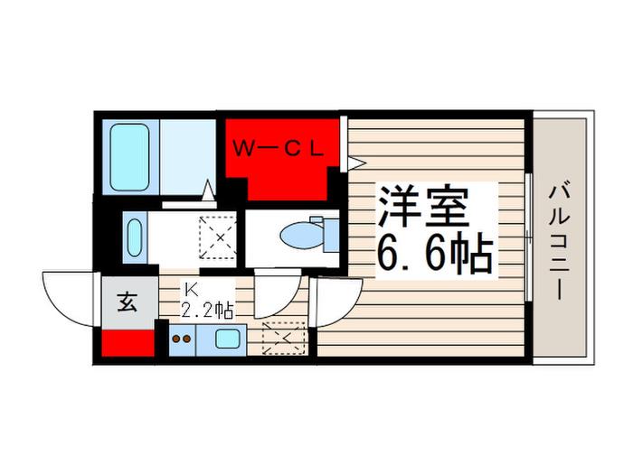 グランデヴィクトワール(1K/2階)の間取り写真