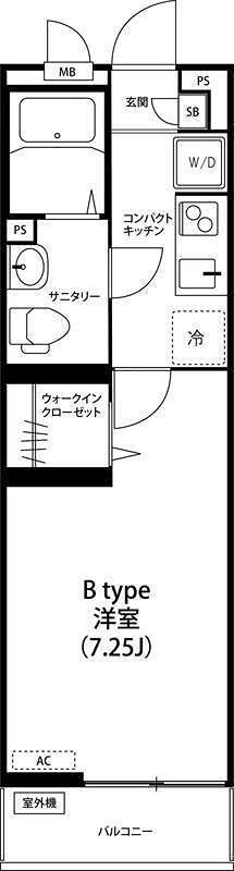 リブリ・ガーディーニア(1K/3階)の間取り写真