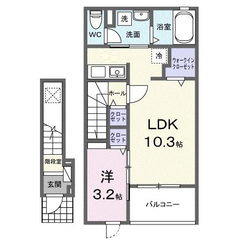 フローラ16(1LDK/2階)の間取り写真