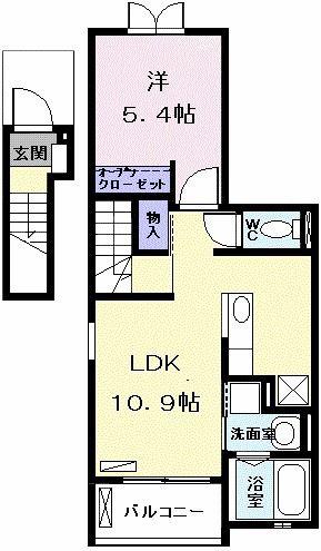 アリーヴィオIII サウス(1LDK/2階)の間取り写真