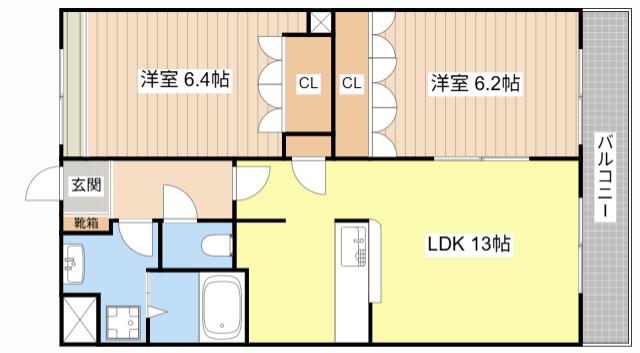 プランドール悠(2LDK/1階)の間取り写真