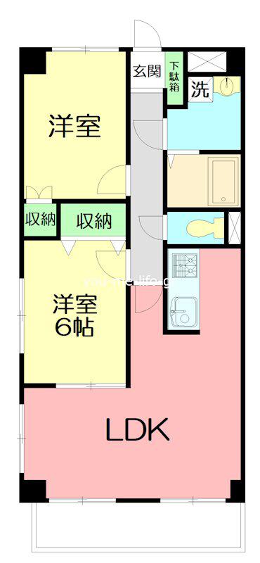 クレール見取(2LDK/4階)の間取り写真