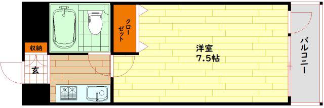 エクセレント中道(1K/4階)の間取り写真