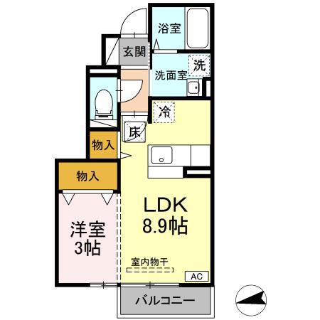 いわて銀河鉄道線 厨川駅 徒歩14分 2階建 築18年(1LDK/1階)の間取り写真