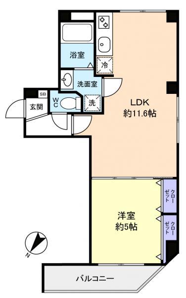 CONNECT PARK HILLS 八千代台(1LDK/5階)の間取り写真