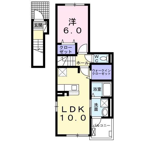 インフィニティ(1LDK/2階)の間取り写真