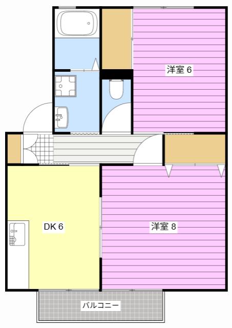 スカイハイツE(2DK/2階)の間取り写真