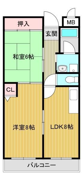 グレース長居公園(2LDK/7階)の間取り写真