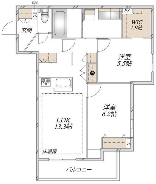 デルニエール(2LDK/2階)の間取り写真