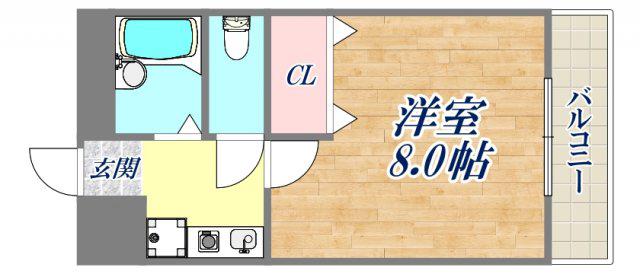 ピュア河原(1K/1階)の間取り写真