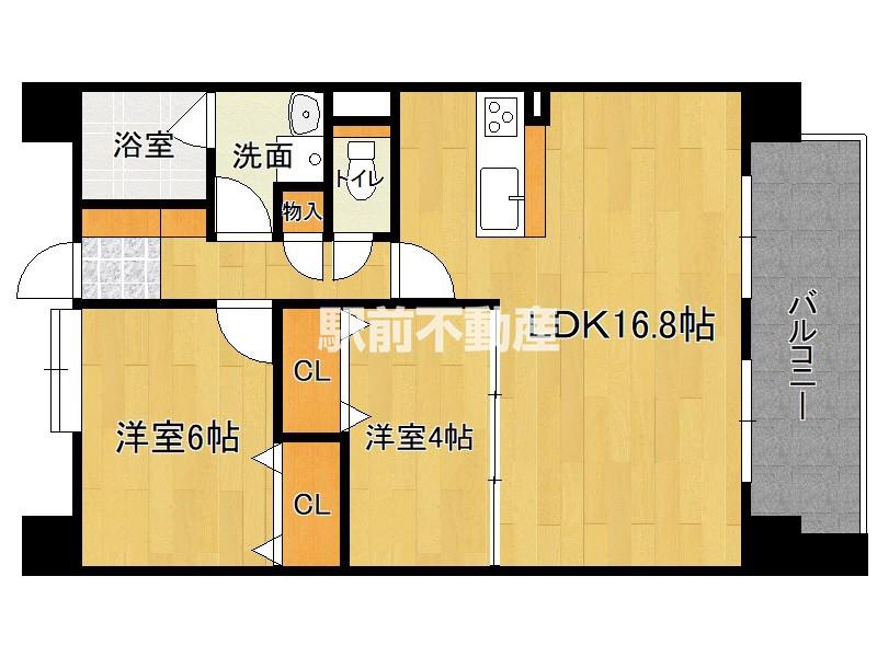 ラフィナート姪浜(2LDK/6階)の間取り写真