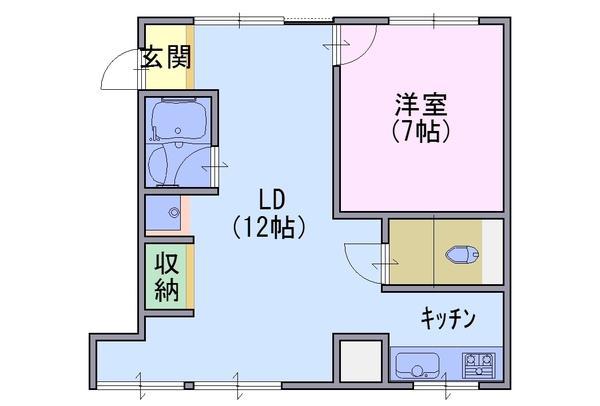 YUビル(1LDK/2階)の間取り写真