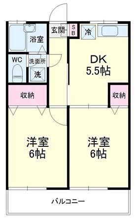 ビバリーハウス早出(2DK/1階)の間取り写真