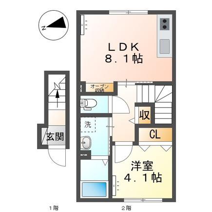 レアルエムケーエム(1LDK/2階)の間取り写真