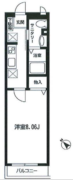 ストリームアネックス(1K/2階)の間取り写真