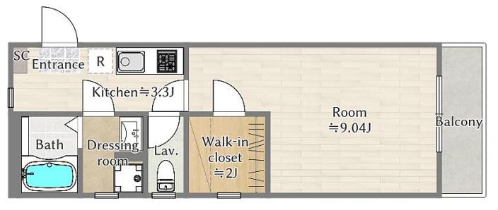 BROOKDEAN(1K/3階)の間取り写真