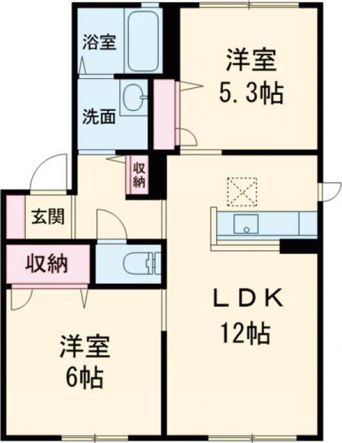 ヴィラ 壱番館(2LDK/1階)の間取り写真