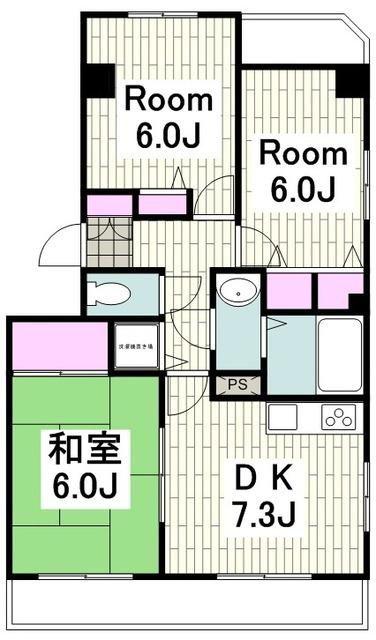 グロワールマンション小机A棟(3DK/1階)の間取り写真